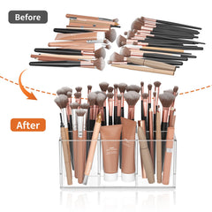 HIIMIEI vanity storage brush holder with visible design speeds item finding.