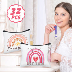 Hillban rainbow makeup bag side view highlights portable organization with a 9.06 x 5.91 inch size