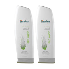 Himalaya Botanique balancing neem-turmeric face-wash bottle label promotes balanced skin cleansing