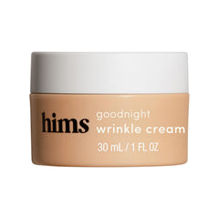 Hims Goodnight Wrinkle Cream bottle pump for easy nightly hydration.