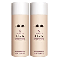 HIMS & HERS Thick Fix bottle with fresh eucalyptus scent for fuller-looking hair.