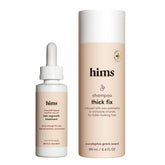 Hims Thick Fix shampoo bottle front showing moisturizing, color-safe formula for fuller-looking hair.