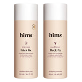 Hims Thick Fix shampoo bottle with rich foam for fuller-looking hair daily cleansing
