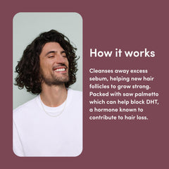 Hims Thick Fix Shampoo rich foam lather for thorough daily cleansing.