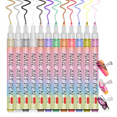 Hinourisha nail art pens in a 12-color arrangement for creative nail designs.