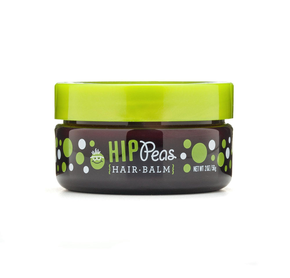 Hip Peas hair balm jar cap close-up showing kid-friendly hold