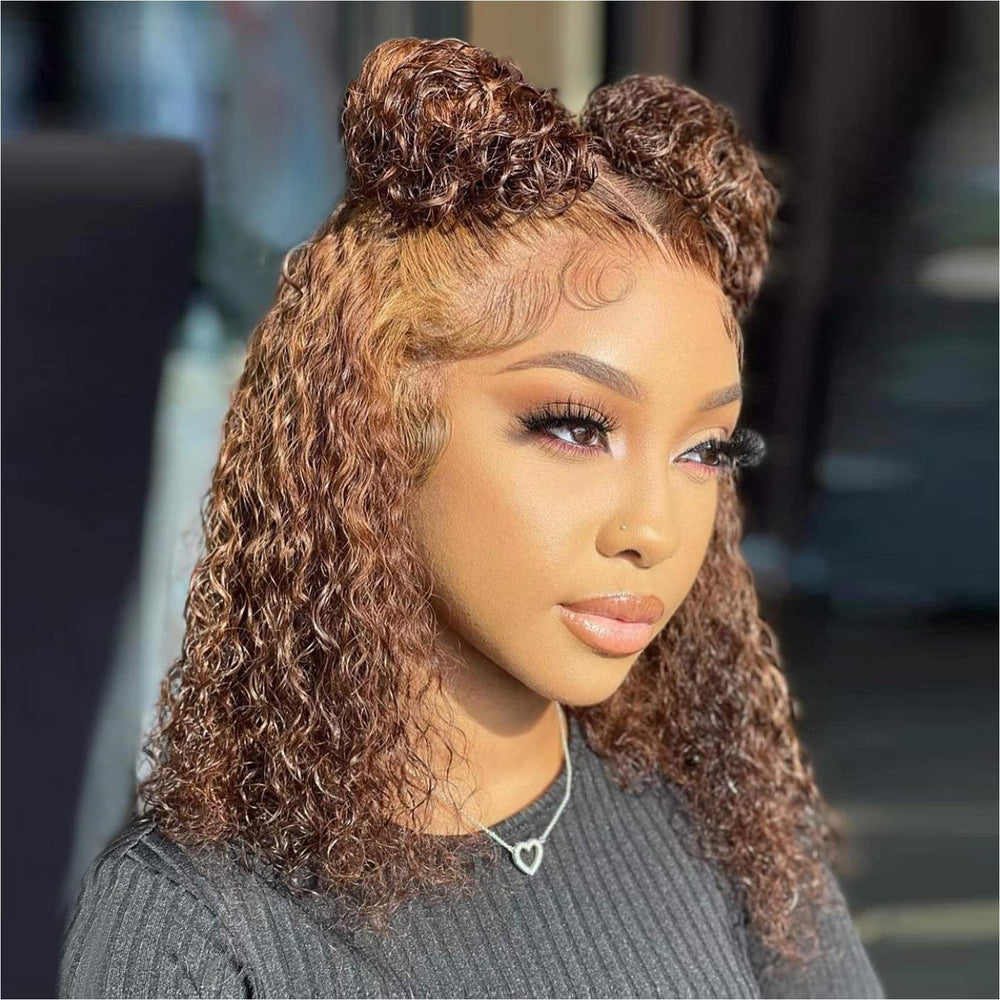 HIRIREMY curly bob wig deep wave 13x4 HD lace front for a natural look