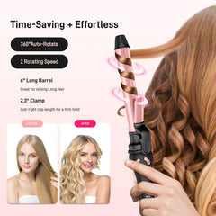 HITTIONA automatic hair curler with LCD display ensures precise heat settings