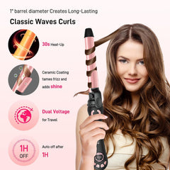 HITTIONA dual voltage curling iron for travel with worldwide compatibility