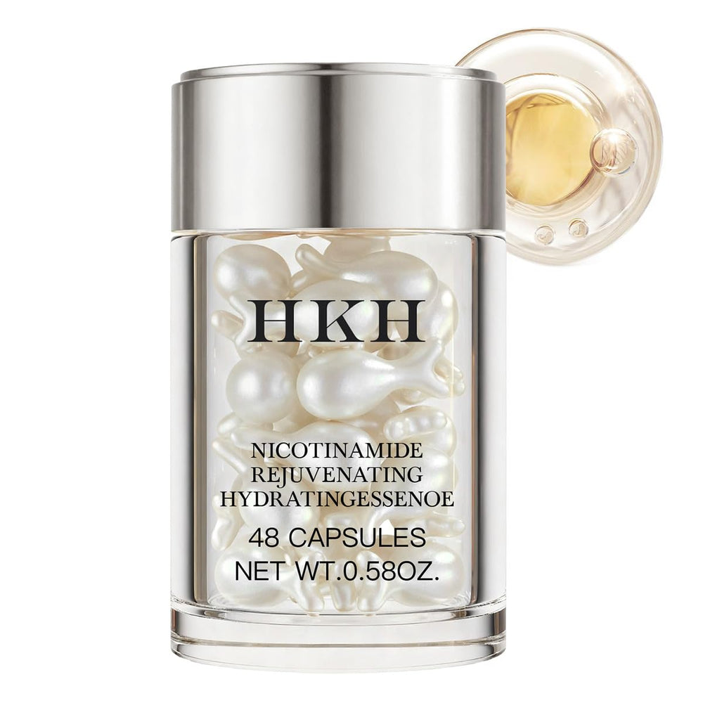 HKH Niacinamide Serum Capsules bottle shows travel-friendly packaging for daily brightening