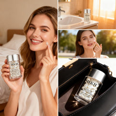 Travel-pack display emphasizing capsule-sealed freshness for on-the-go skincare