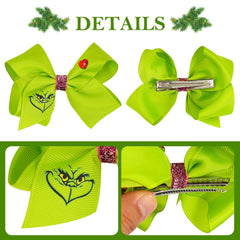 HNMEILI green bow clip pink glitter center shines in photos