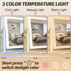 HNV Hollywood vanity mirror with 3-color LED offers versatile lighting.