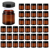 Hoa Kinh amber glass jar front view ideal for travel skincare storage.