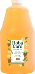HobaCare Jojoba Oil bottle demonstrates pure hexane-free carrier oil for skin and hair.