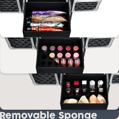 Hododou rolling makeup case wheels enable smooth, quiet transport.