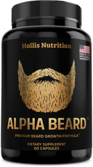 Hollis Nutrition ALPHA BEARD Growth Vitamins bottle front for beard care