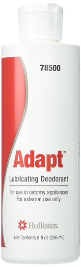 Hollister Adapt Lubricating Deodorant 8oz bottle promotes odor control and smooth pouch emptying.