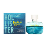 Hollister Festival Vibes bottle front highlights a vibrant fragrance for casual daily wear.