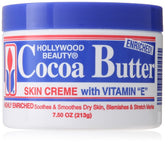 Hollywood Beauty Cocoa Butter jar close-up showing rich texture for moisturized skin.