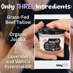 HolyCow whipped-balm-application demonstrates quick-absorbing hydration for sensitive skin.