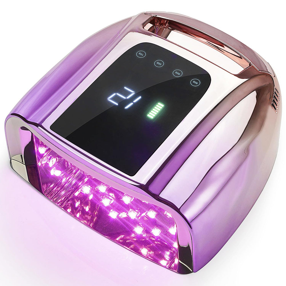 HOLYNOTES nail lamp front view with purple-pink finish enabling quick gel curing