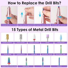 HOMEASY nail drill in clip-on portable design for on-the-go use.
