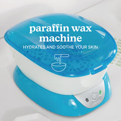 Homedics ParaSpa locking lid shown to prevent spills during at-home wax treatments.