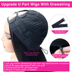 Homgoss U Part Wigs 200 density close-up shows fullness and natural bounce.