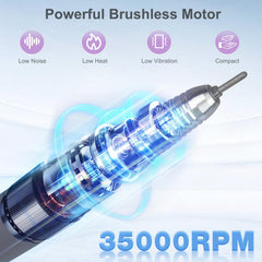 HoMove 35,000 RPM motor delivers efficient filing at any speed.