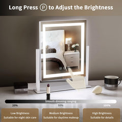 HomTang vanity mirror 360-degree rotation for easy angle adjustment.
