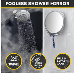 HoneyBULL anti-fog mirror design remains clear in steamy showers