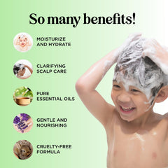 HONEYDEW cleansing kids shampoo lather close-up demonstrates kid-friendly foam for gentle washing.