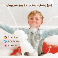 Honeysticks Kids Bubble Bath red bottle creates vibrant bath color