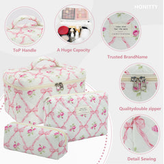 honitty cotton makeup bag folded flat fits easily in luggage.