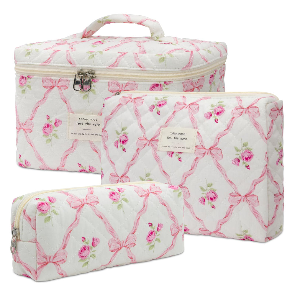 honitty floral makeup bag front view ideal for organizing cosmetics on the go.