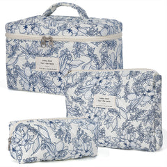 Honitty makeup bag quilted floral front view for stylish storage on the go