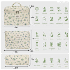 Honitty travel cosmetic organizer shows compact size and organized compartments