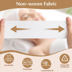 HONLYNE disposable hairband fabric close-up shows non-woven comfort during facials.