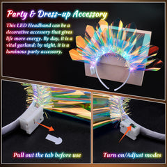 HONLYNE LED headband worn at a rave adds bright, attention-grabbing light.