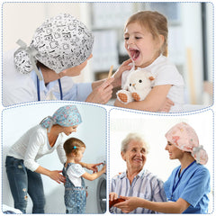 Honoson scrub cap pattern 2 with adjustable tie keeps hair secure during procedures.