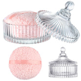 HONSIO extralarge powder puff in glass jar for easy large-area application