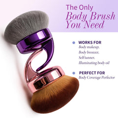Hoostee purple handle with vegan bristles enables smooth self-tan application