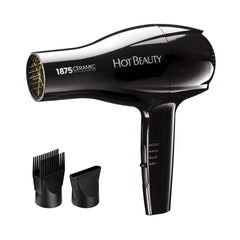 Hot Beauty 1875 Ceramic Styler Dryer front view shows compact design and handling.