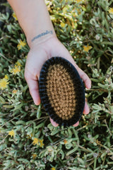 HOT HAVEN Ionic Copper Dry Brush bristles closeup showing negative ions for lymphatic support