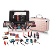 Hot Sugar all-in-one makeup set pink heart train case keeps tools organized for travel