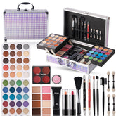 Hot Sugar makeup kit aluminum train case open reveals organized storage for on-the-go touchups.
