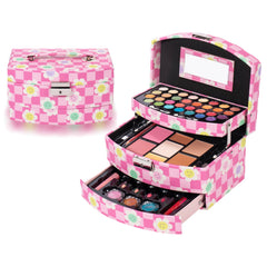 Hot Sugar makeup kit floral train case front view for organized beauty on the go.
