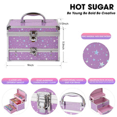 Hot Sugar teens makeup kit 56-eyeshadow palette highlights vibrant color options.