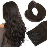 hotbanana dark brown clip-in extensions 18in assembled for fuller look